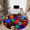 1pc Money Symbol Carpet, Round Non Slip Durable Large Size Office Carpet, Suitable for Office