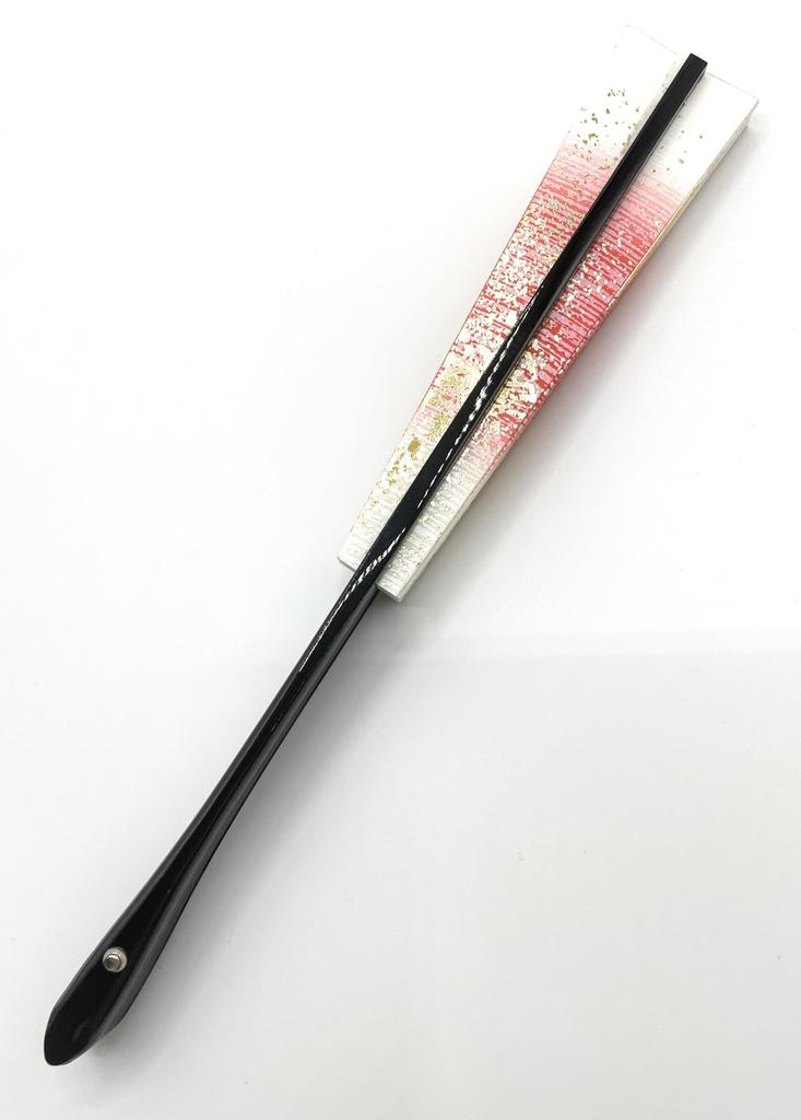 Evantai de dans Ai 1361 Auriu estompat 9 cm 5 Evantai vopsit negru pentru dans Nisip, minute, Os, Cutie, (roșu)