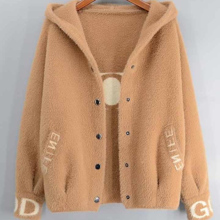 Faux Fur Jacket Women Autumn Winter Thick Imitation Warm Cardigan Casual Soft Knitted Coats