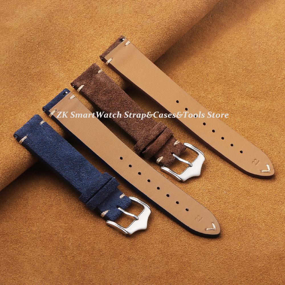 Hochwertiges Echtes Leder Uhrenarmband 20mm 22mm Uhrenband Vintage Wildleder Schnellverschluss Federsteg Armband für Herren Damen
