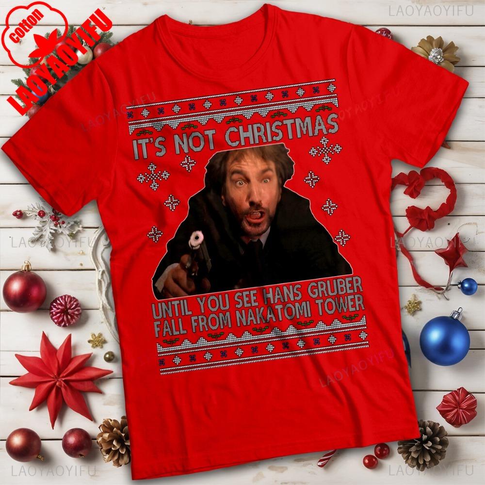 Die Hard Christmas T-Shirt Funnyunisexandunisexs Tee O-neck Hot Sale Christmas Tops Classic Movie Printed Shirt Casual Cotton T