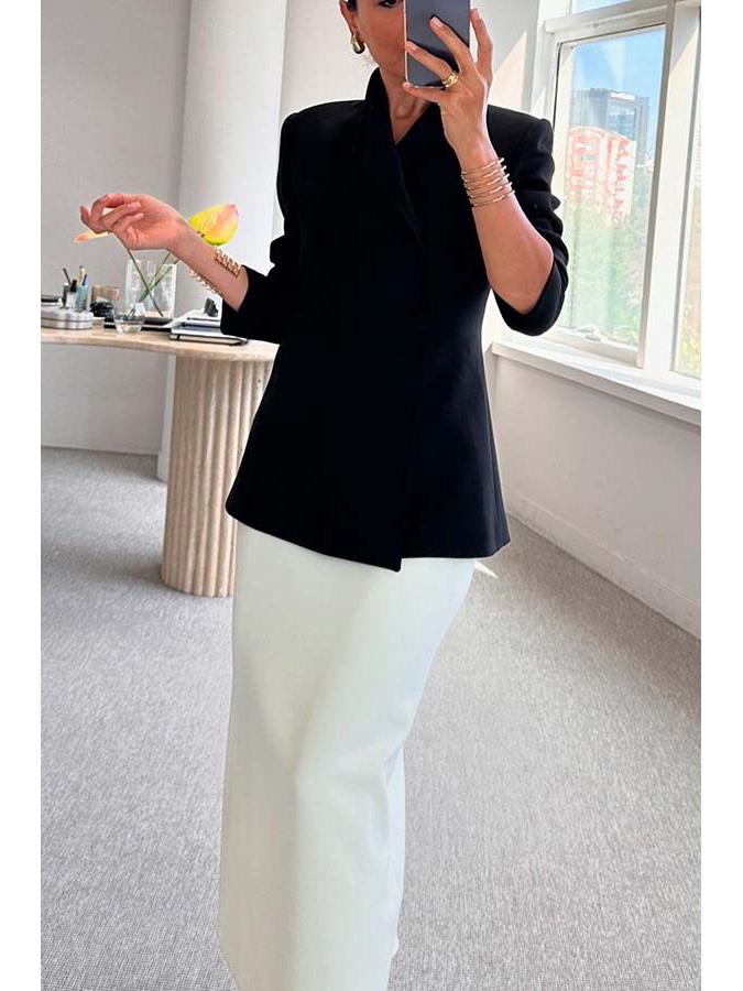 Womens Autumnwinter 2024 Casual Satin Onebutton Blazer European American Style