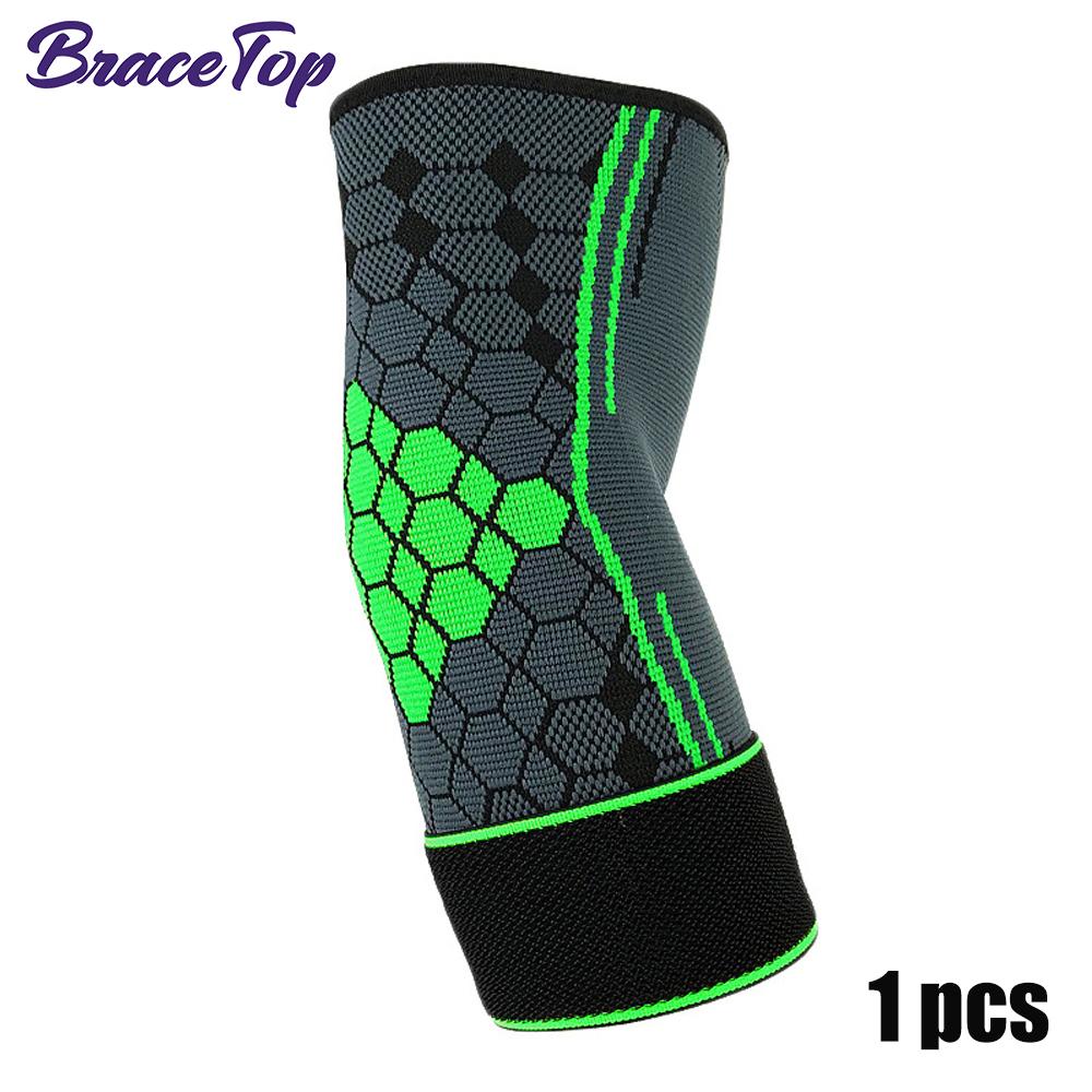 

Bracetop 1 Pc Sport Elbow Brace Adjustable Compression Elbow Support For Tendonitis Arthritis,Bursitis,Golfers Elbow Pain Relief M