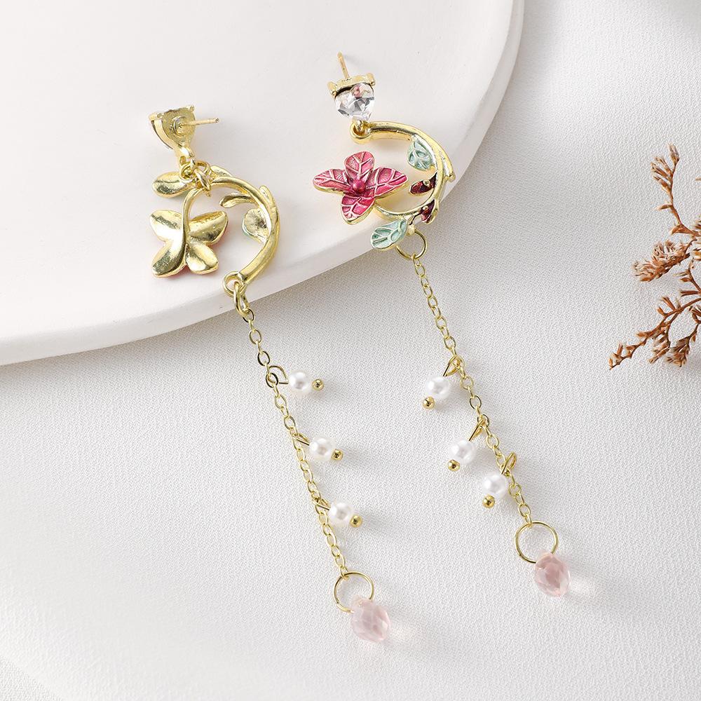 

Earrings, Fashion Personality Flower Leaf Pearl Earrings, Special For