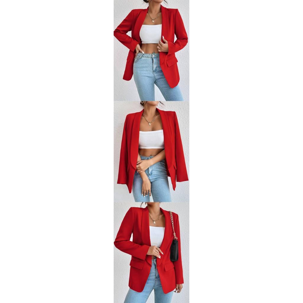 Women's Elegant Solid Color Long Sleeved Single Breasted Sports Jacket - Loose Fit, Classic Silhouette, High-quality Stitching