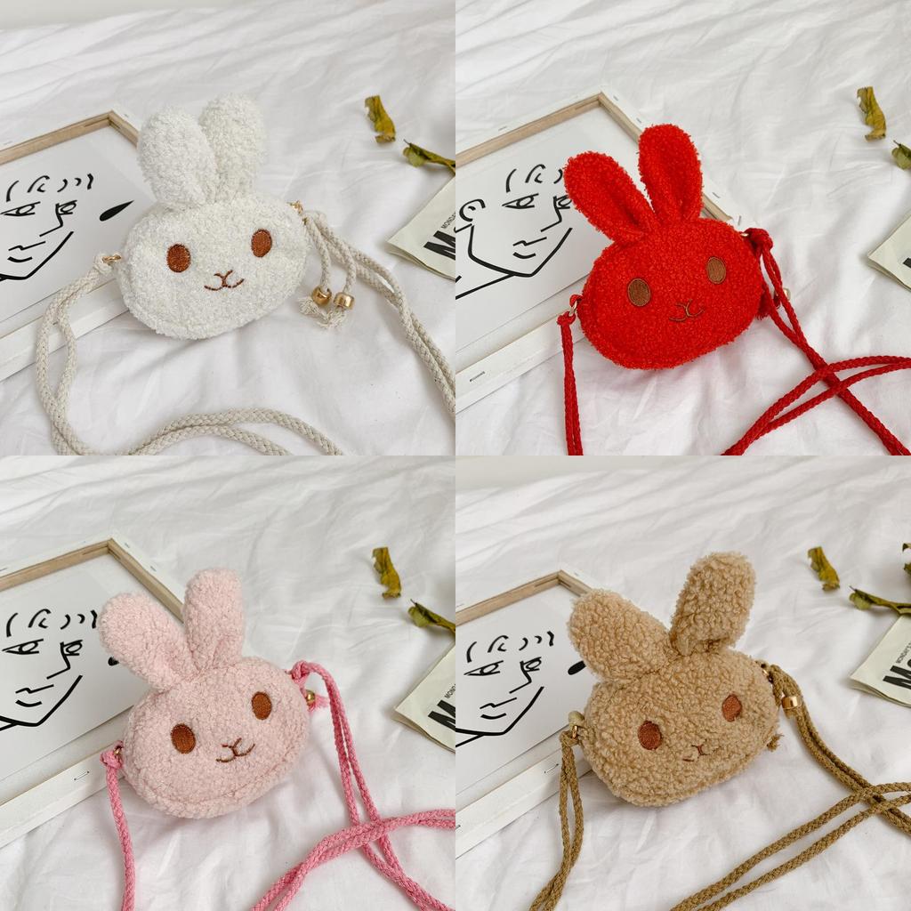 Cute Bunny Plush Shoulder Bag For Kids Cartoon Anime Rabbit Snack Bag