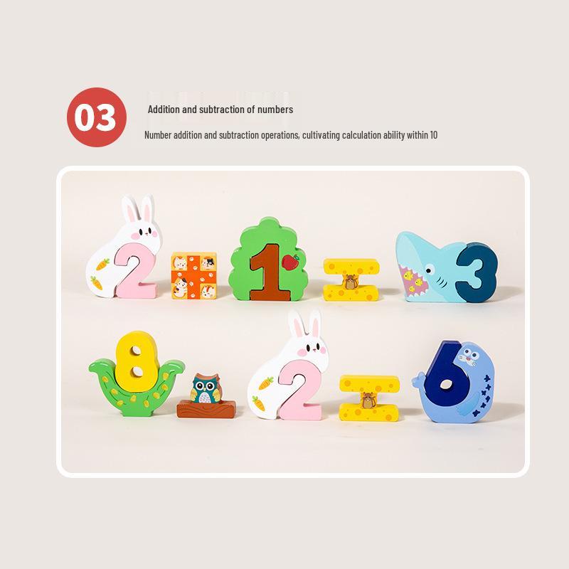 Cognitive Development Wooden Toys: Creative Number Matching Blocks for Early Education and Intellectual Growth