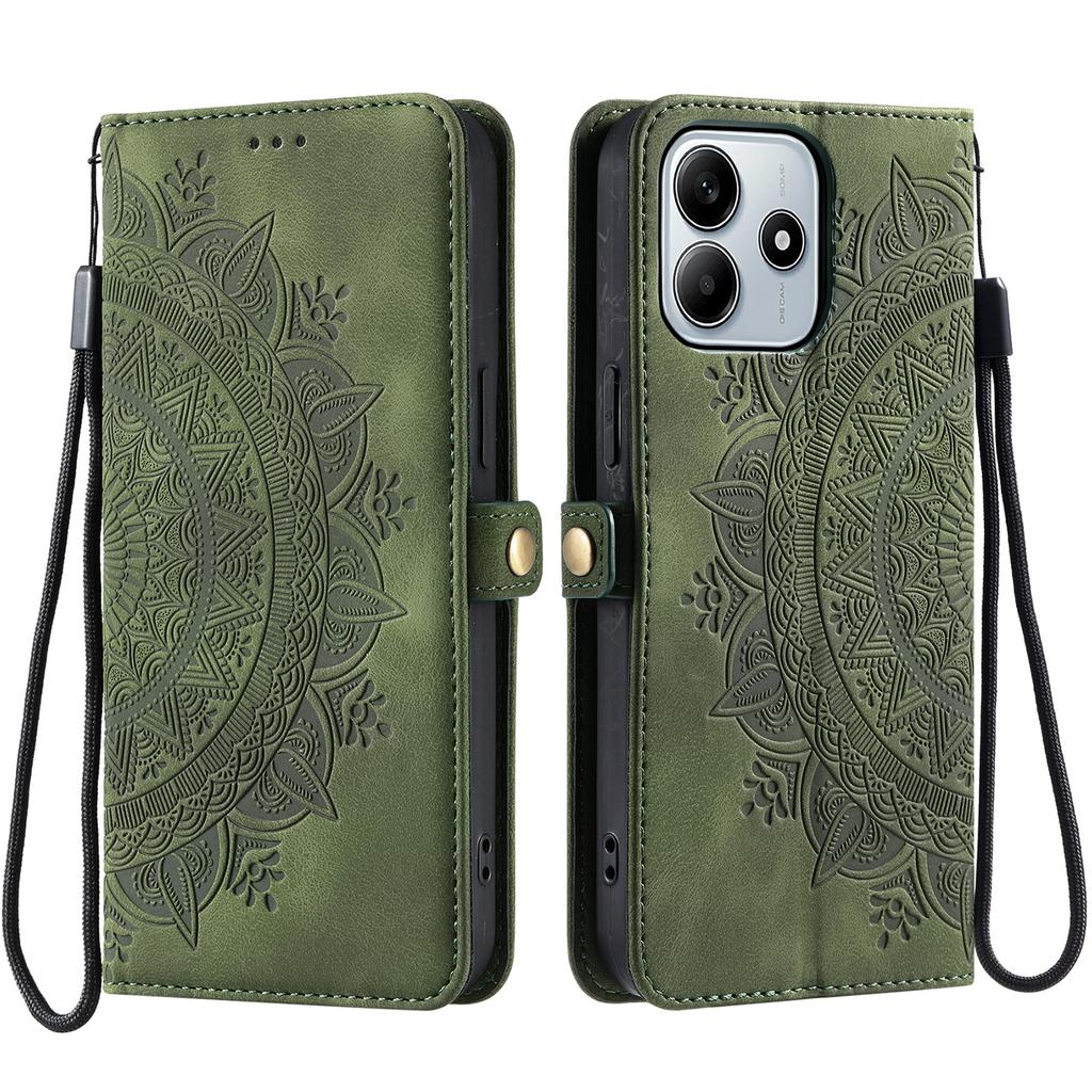 For Xiaomi Redmi Note 14 4G (163.25x76.55x8.16mm) Wallet Case Leather Phone Cover Skin Feel Totem Imprinted