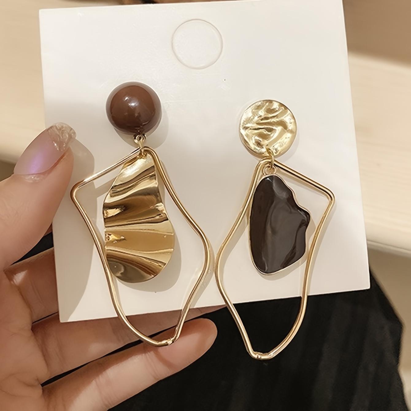 

1 пара французских винтажных асимметричных геометрических украшений в стиле ретро, элегантный стиль, модные шикарные украшения для женщин, идеально подходят для повседневной носки, отпуска и праздников