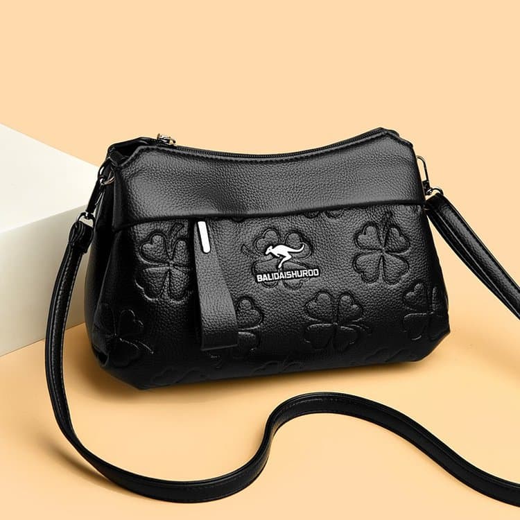 Новая женская мягкая кожаная наплечная сумка-мессенджер чёрный