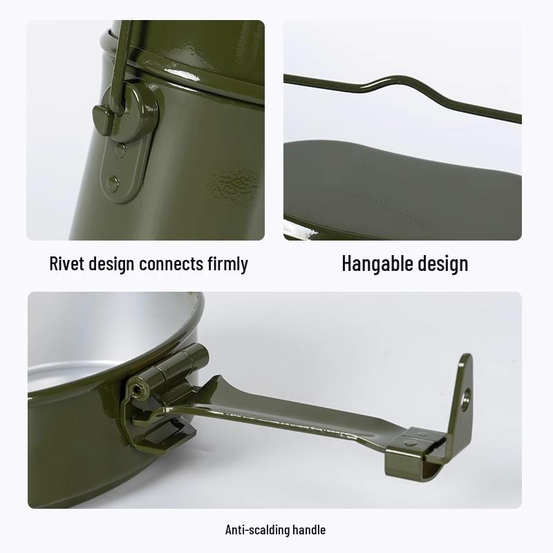 GKR Folding Aluminum German-style Mess Kit: Portable Outdoor Camping Cookware & Multi-functional Hanging Pot Burner (Type 79).