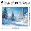 1pc Rustic Polyester Christmas Backdrop, Sparkling Winter Wonderland Scene, Durable Holiday Party Decoration, No Electricity Nee