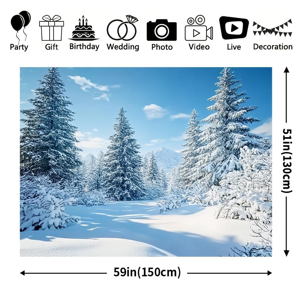 1pc Rustic Polyester Christmas Backdrop, Sparkling Winter Wonderland Scene, Durable Holiday Party Decoration, No Electricity Nee