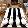 Penguins on Black and White Stripes Patterned carpet, non slip mat suitable for living room and bedroom sofas