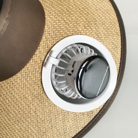Wide Brim Sun Hat with Built-in Fan Summer Outdoor Straw Visor Hat with Solar/USB Powered Fan for Camping Fishing Hiking