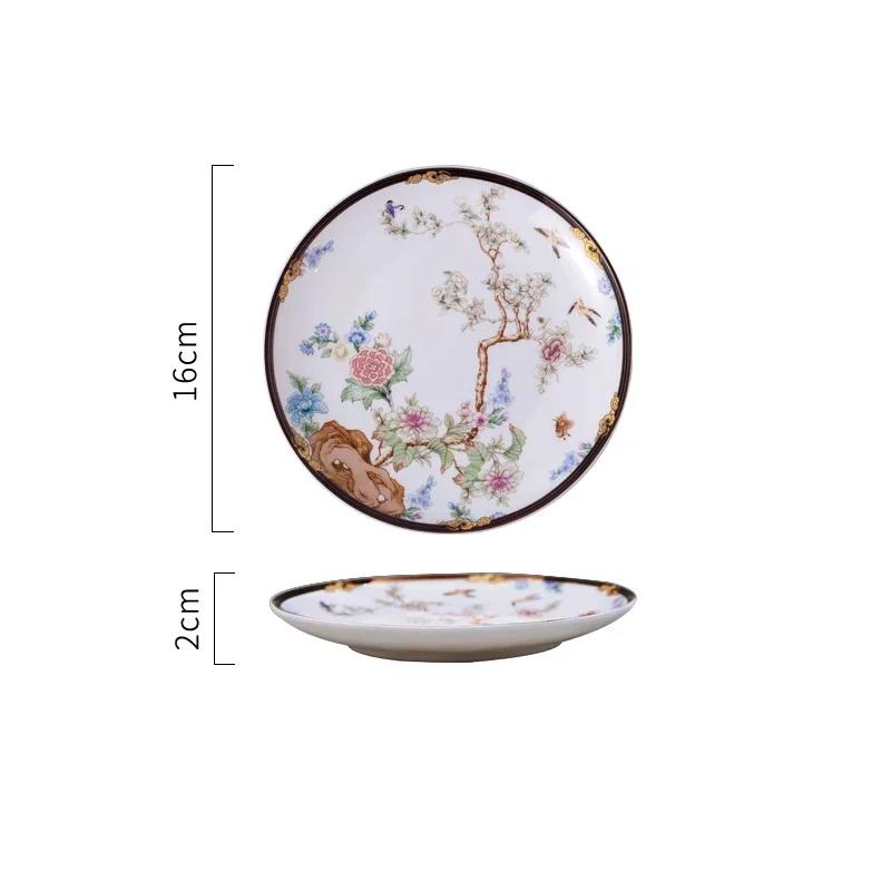 Light Luxury Ceramic Plate White Bird Blessing Style Western Dining Plate High End Tableware Set Salad Dishes Serving Tray