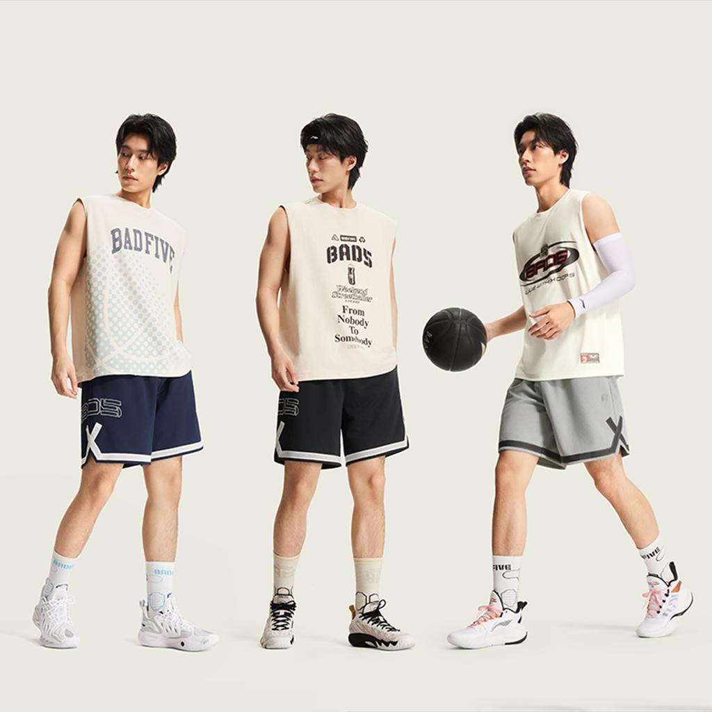 Li-Ning Breathable Color Block Lace-Up Basketball Shorts Men bottoms AAPW047-5