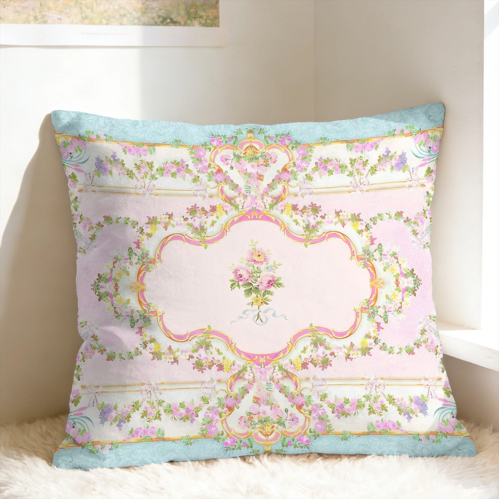Pillow Cover Marie Antoinette Afternoon Tea In French Paris Retro Trendy Pillow Case For Sofa Car Home Decor Pillowcases Peach skin 18*18(CM)-1Pcs