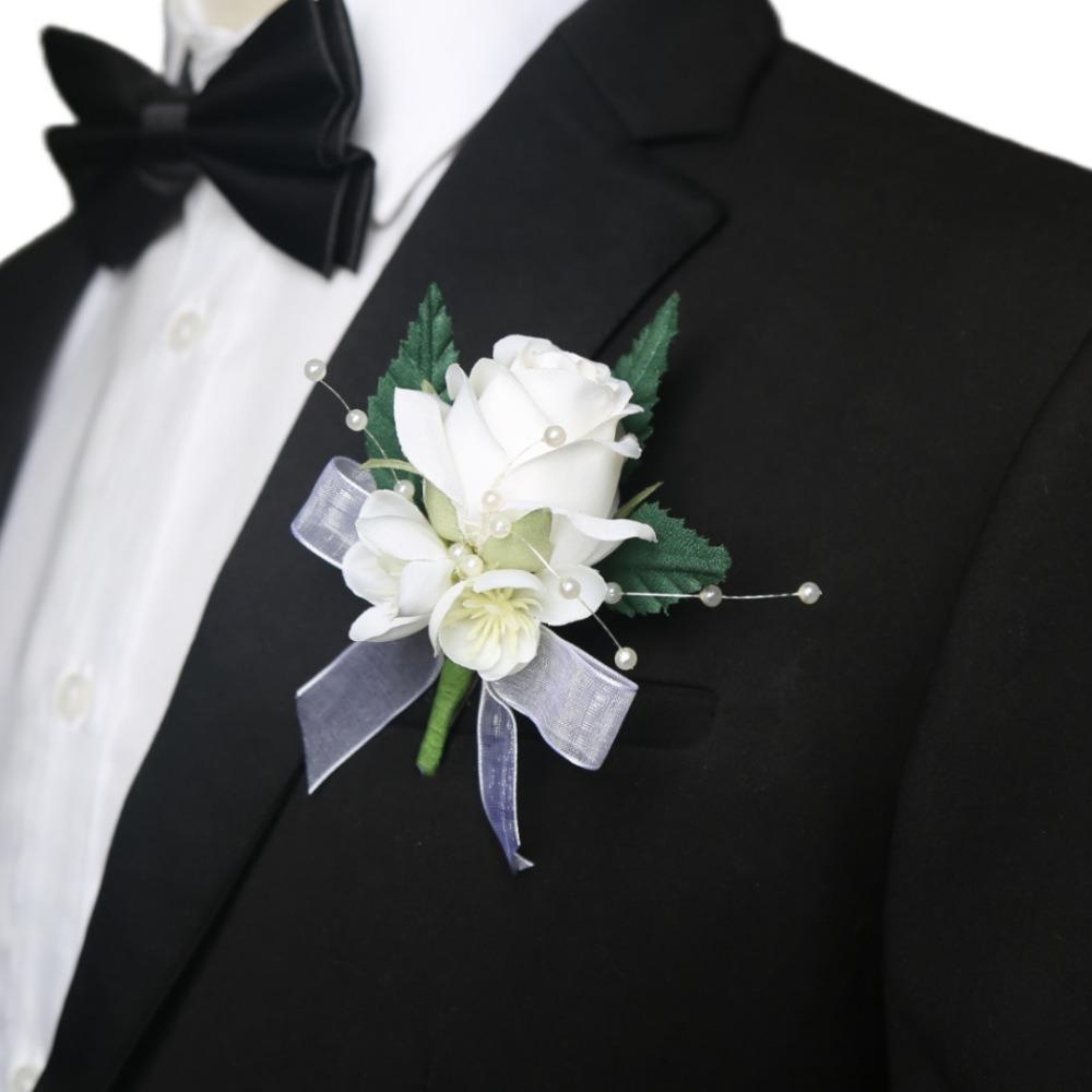 Artificial Wedding Boutonniere Party Decoration Flower Buttonhole Corsage  Wedding Accessories