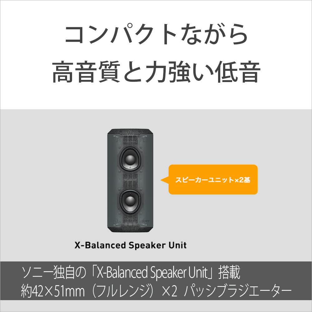 Sony Wireless Speaker Waterproof Wide Listening Long Battery LC Blue SRS-XE200 IP67, Area, Hands-Free Calling, 16-Hour Life, SRS-XE200