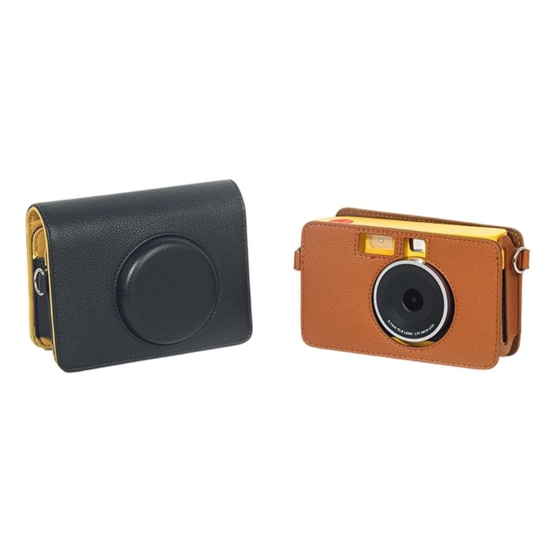 PU Leather Case Camera Bag with Shoulder for MS200 Solid Color Carrying Case Portable