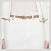 GUCCI GG Marmont double G logo buckle narrow version canvas leather belt women's beige width 2cm 409417KAAAM