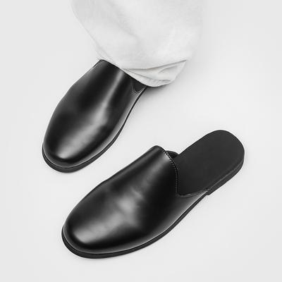 Summer New Lazy One-pedal Boken Shoes Casual Lazy Flat-bottomed Bag Head Slippers 25534 black-J