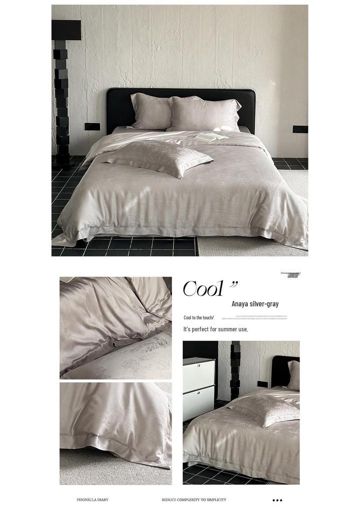 Nordic Style Lyocell Jacquard 4-Piece Luxury Summer Duvet Cover Set