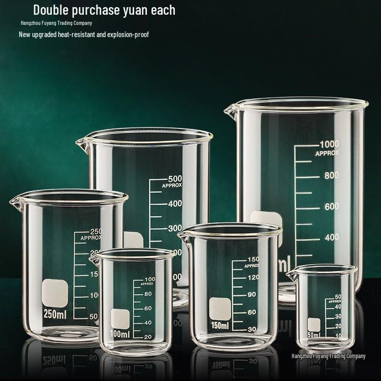 Set di Becher in Vetro Resistente alle Alte Temperature - 500 ml e 1000 ml con Bicchiere Graduato