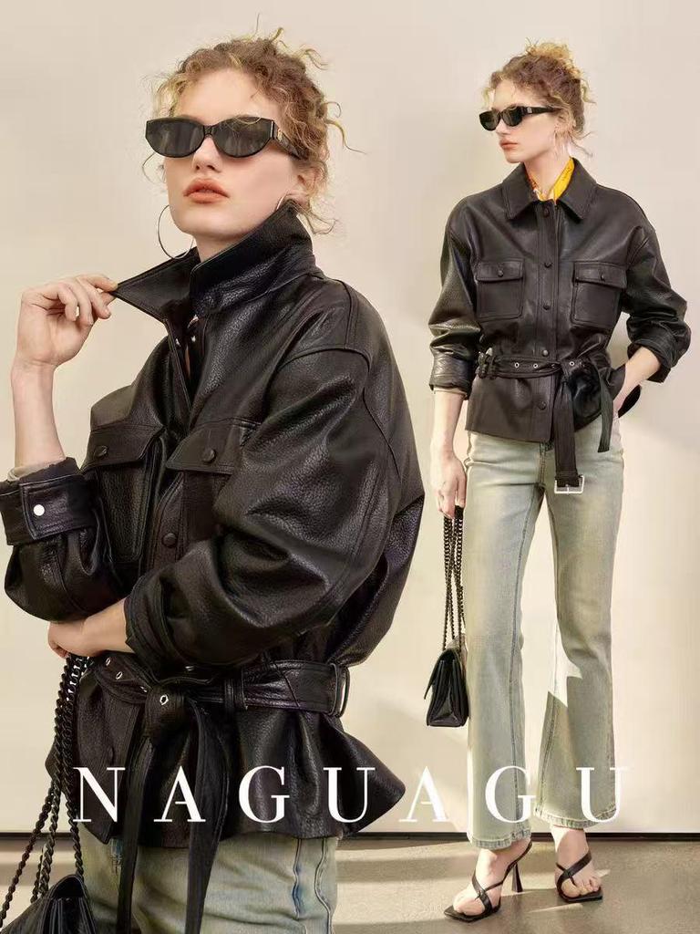 Spring & Autumn Women's Short Leather Jacket – Stylish Motorcycle Outerwear