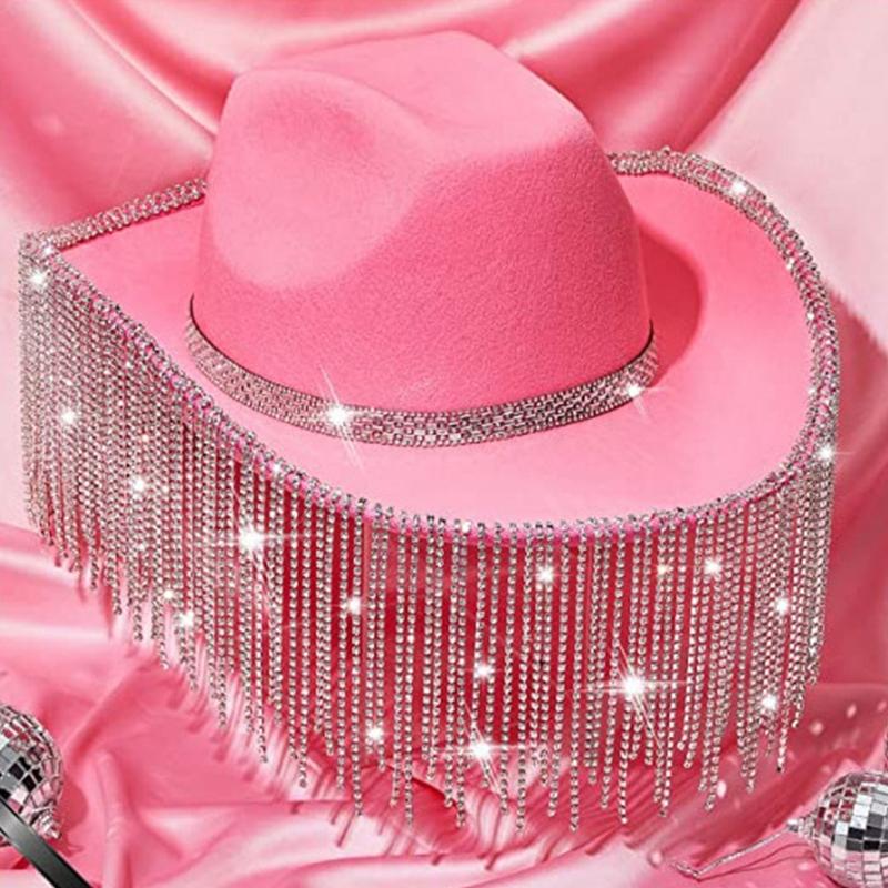 Carnival Rhinestone Cowboy Hat with Heart Sunglasses+Kerchief Set for Wedding