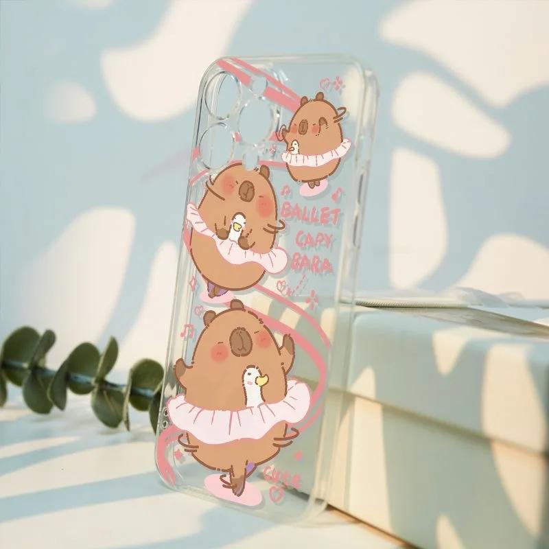 Cute Capybara Phone Case For IPhone 16 15 14 13 12 11 Pro Max X XS XR 7 8 Plus SE Fundas Funny Animals Transparent Soft Cover