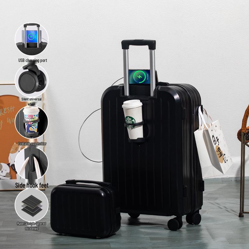 

Высококачественный чемодан на колесах: Дорожный чемодан большой вместимости с двухслойной молнией для студентов и мужчин и женщин 24 inches