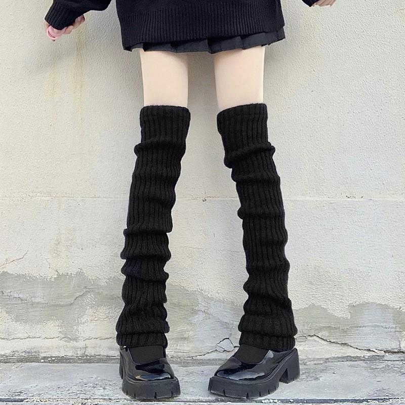 Guêtres Tricotées Blanches pour Femmes - Style Y2K Japonais, Chaussettes Longues Lolita Automne/Hiver