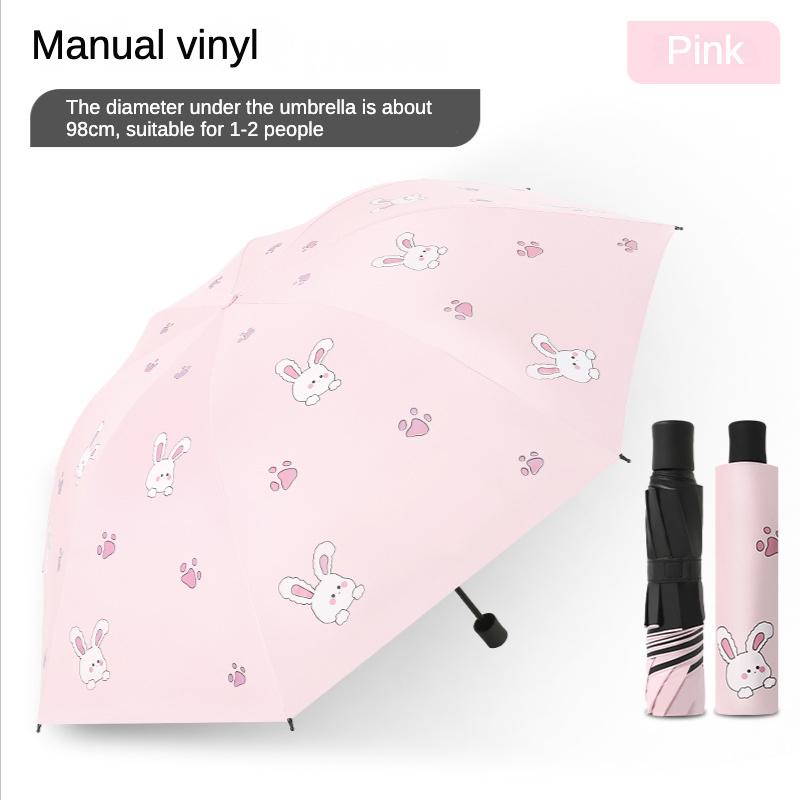 Cute Kids Umbrella Thick Black Glue Fully Automatic Umbrella Rabbit Sunshade for Girl Child Umbrella Student Umbrellas