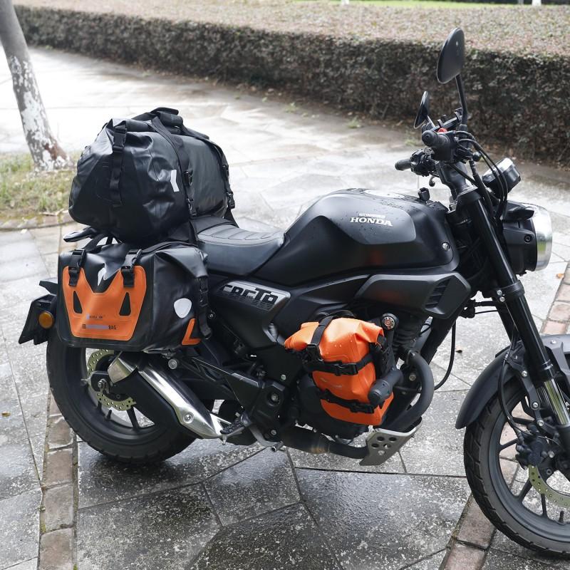 50L Waterproof Motorcycle Saddle Bag Rear Seat Tail Touring Motorcycles With PVC Material Fluorescent Green Orange