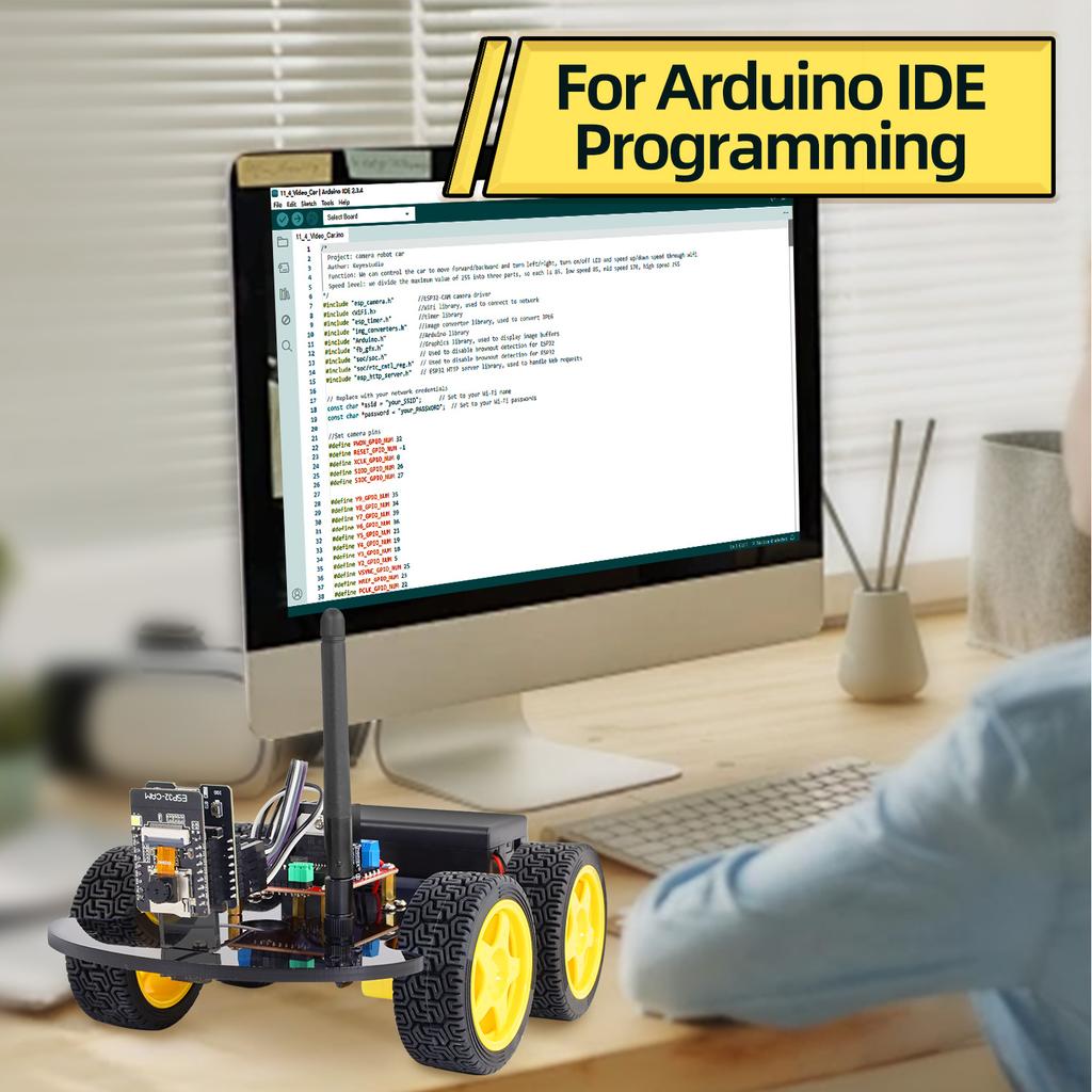 Keyestudio ESP32-Cam 4WD&2WD Robotbilsett WIFI&Kamera Smartbil For Arduino ESP32 Robot Studer Programmering Prosjekt Robotsett