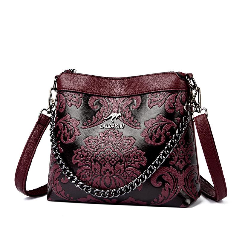 Fashion Embossed Chain Bag - Women's Single Shoulder Bag - Casual Crossbody Bag