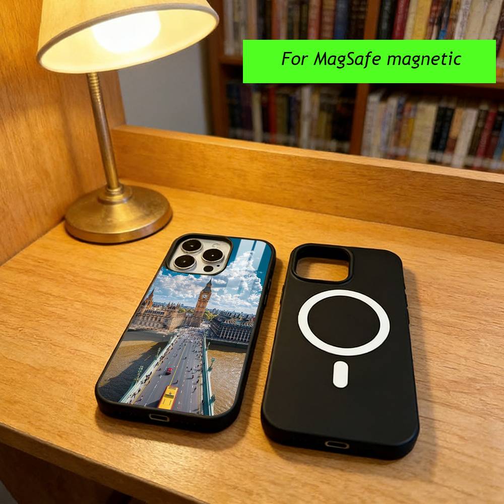 Big Ben Tower Bridge Handyhülle Für iPhone17,16,15,14,13,12,11 Plus,Pro Magnetisch Für Magsafe Kabelloses Laden