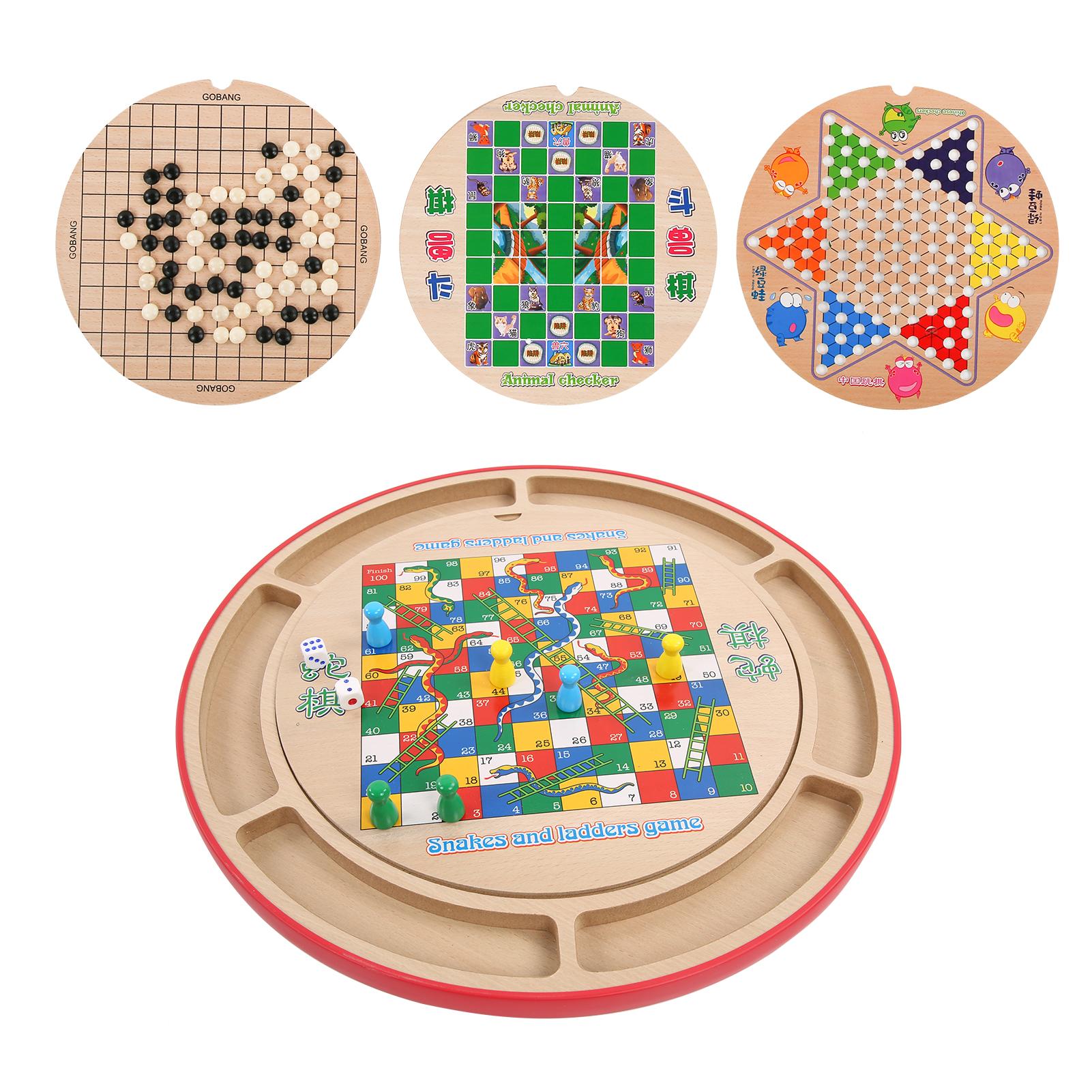 

10 in 1 Wooden Children Intellectual Toys Checkers Animal Fighting Interactive Table Games