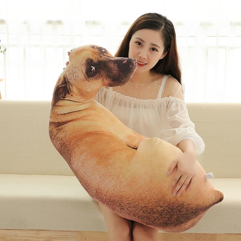 50cm Cute Simulation Dog Plush Toy 3D Printing Stuffed Animal Dog Plush Pillow Stuffed Cartoon Cushion Kids Doll Home Decro Gift