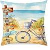 Summer Beach Aquarium Pillow Pattern Linen Material Summer Living Room Sofa Decorative Pillow Cover