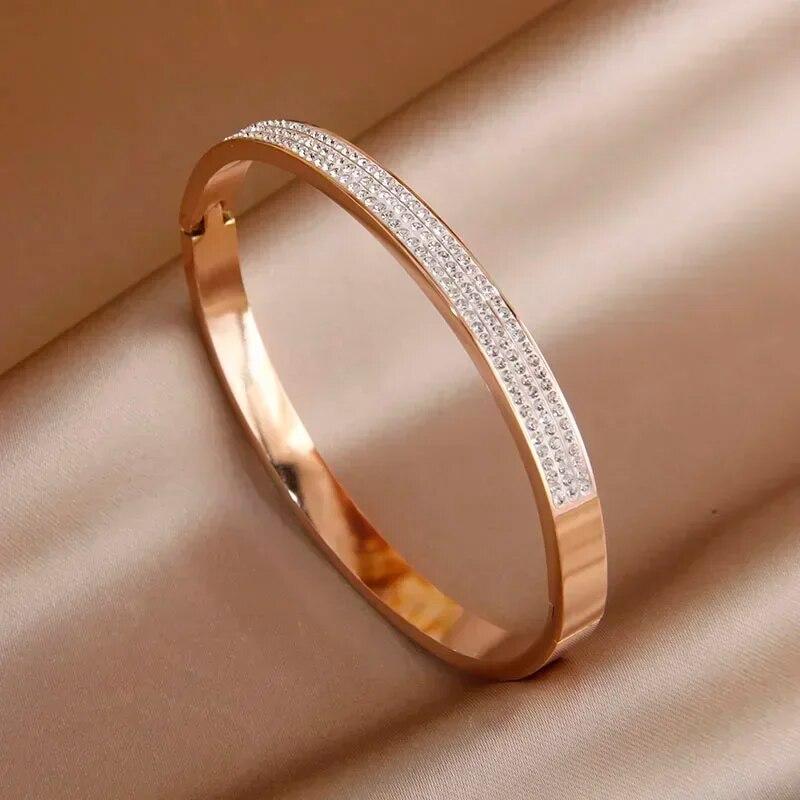 Classico bracciale in acciaio inossidabile stile punk in metallo per donna, braccialetti geometrici, gioielli da polso antiruggine, regalo per feste