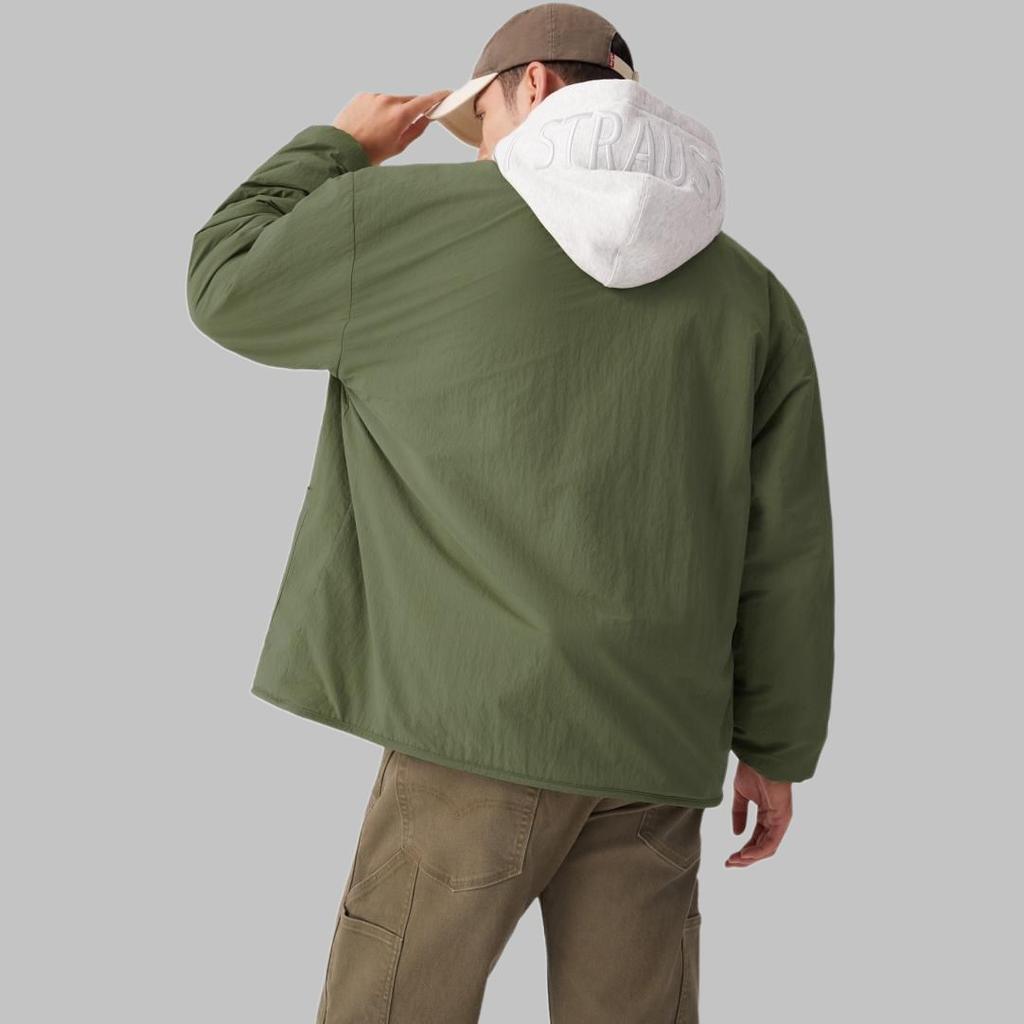 Levis Loose Faux Shearling Reversible Long Sleeve Jacket Men Jackets Green 002PX-0001