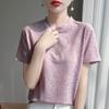 A New Summer Style Jacquard Tencel Knitted Short-sleeved Women's Round-neck Knitted T-shirt
