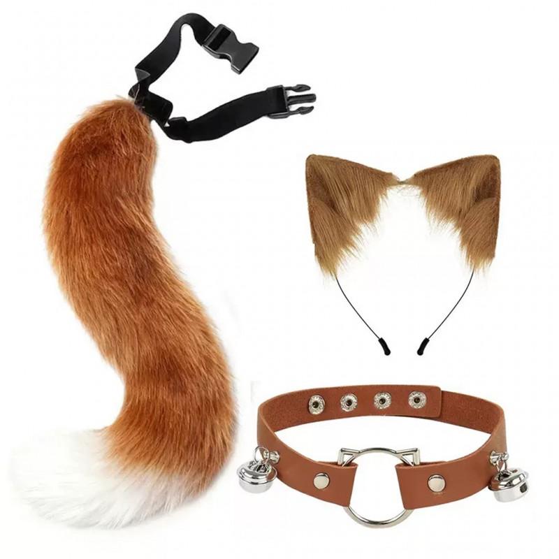 Cat Ear Headband With Tail Set Cosplay Costume Accessories Anime Kawaii Girl Party Outfit