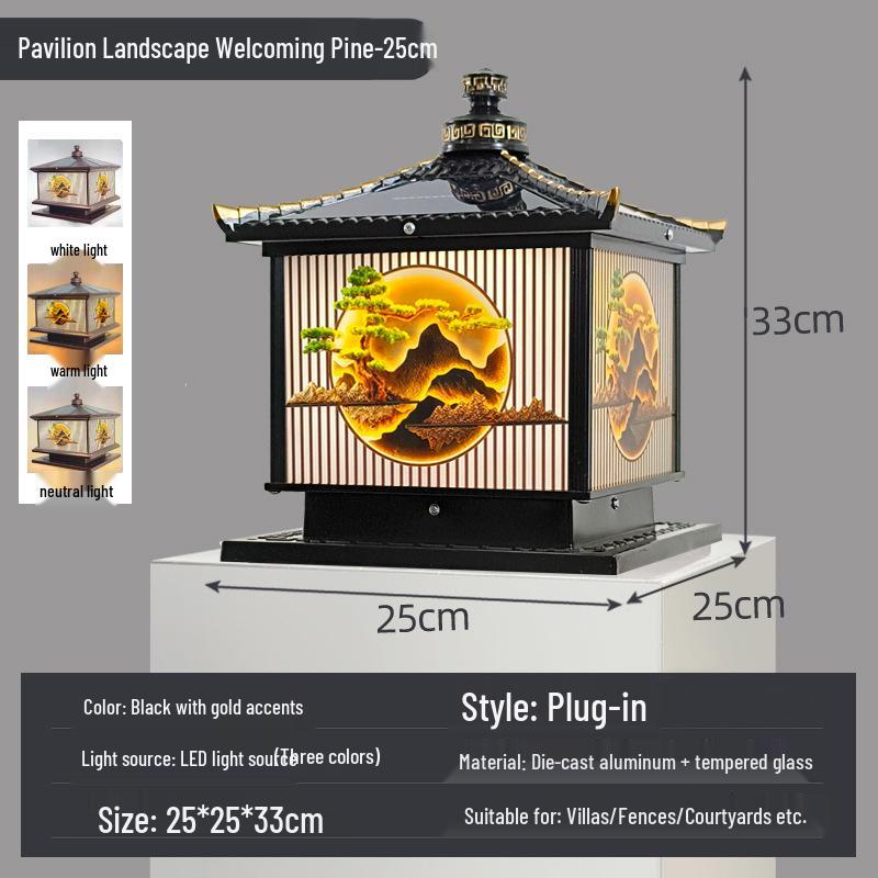 Waterproof Aluminum Solar Post Light for Outdoor Courtyard or Villa Entrance