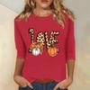 Dámské módní ležérní top s tříčtvrtečním rukávem a halloweenským potiskem, kulatý výstřih