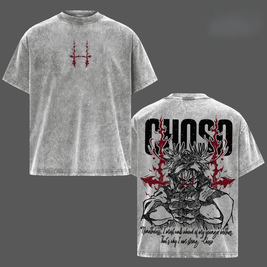 Choso Jujutsu Kaisen T-shirt Anime Vintage Washed T Shirt Men's Unisex Clothing Oversized Short Sleeve Pure Cotton Tees Tops