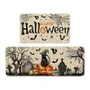 Halloween Kitchen Scary Pumpkin Design Stain Easy Clean Doormat for Holiday Decor